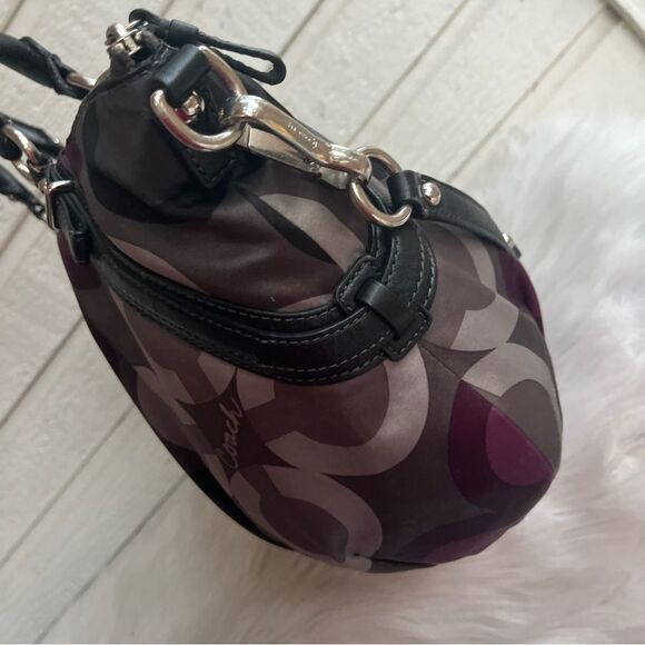 COACH Ashley Grey Op Art Burgundy Ashley Madison Shoulder Bag Tote Satchel 15926 - Picture 6 of 11